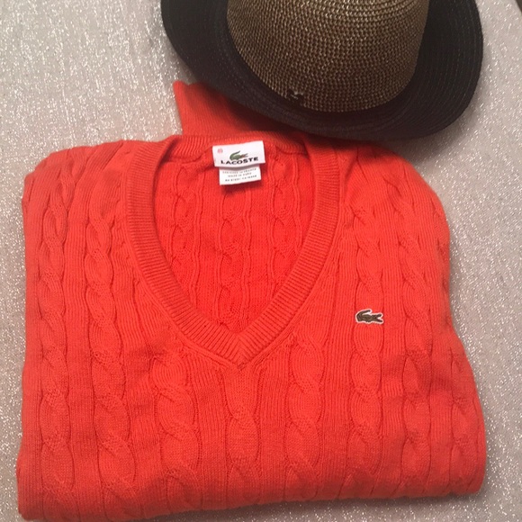 Lacoste 40 Orange V-neck sweater or size 8 - Picture 7 of 9